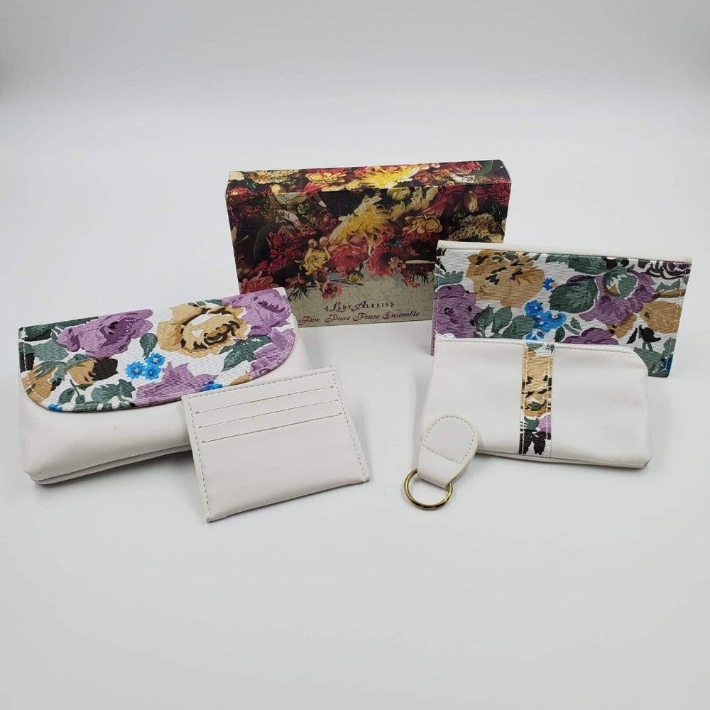 Lady Alexis Five Piece Purse Ensemble Clutch Plus Accessories 7.5" Vintage NIB